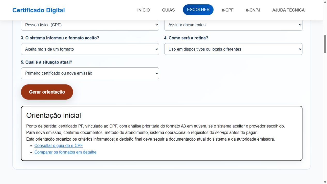 Resultado da ferramenta sugerindo investigar A3 em nuvem, condicionado à compatibilidade